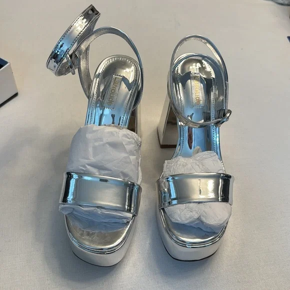 Larroudé Dolly Sandal In Silver Specchio - Picture 2 of 10